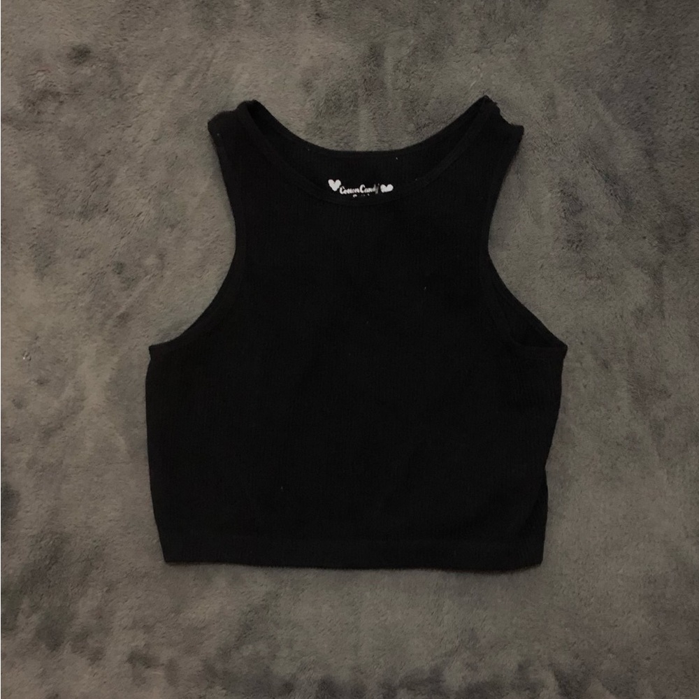 Cotton candy black crop top